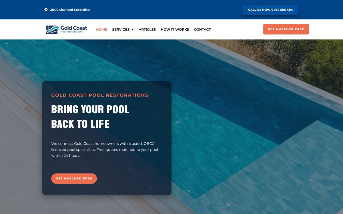 Gold Coast Pool Restorations website